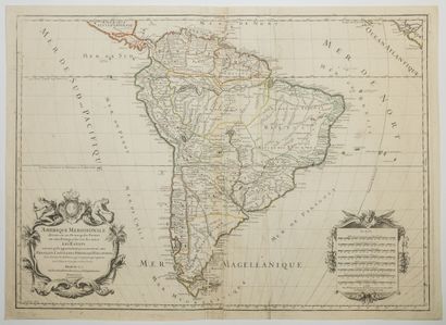 null 503 - Map of SOUTH AMERICA, circa 1719 : " America Méridionale (du Sud), divided...