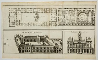 null 203 - RHÔNE. Plan XVIIe de l’Hôtel de Ville de LYON. « Prosp. De la Maison de...