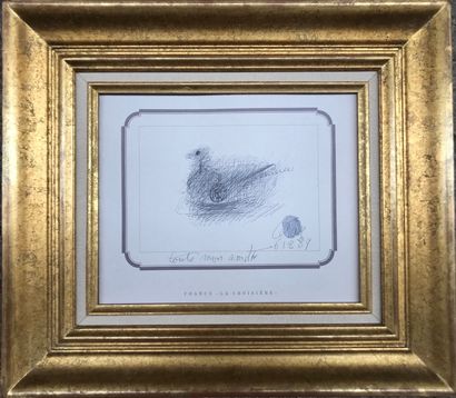 null CESAR BALDACCINI (1921-1998) The Bird Ballpoint pen drawing, signed, thumbprint...