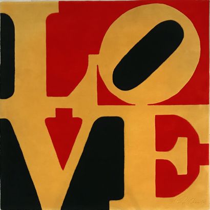 null Robert INDIANA (1928-2018) Love Wool rug Mechanically signed lower right Hand...