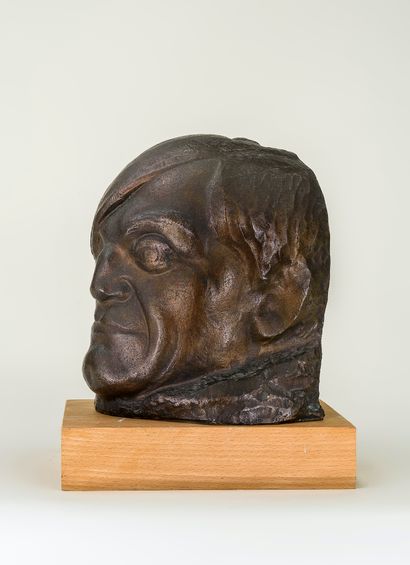 null Pablo GARGALLO (1881-1934) Masque de Picasso, 1913 Bronze original à la cire...