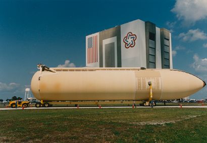 null NASA. Rare view of the Space Shuttle's external tank arriving at Kennedy Space...