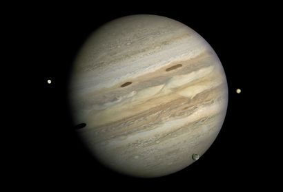 null 
NASA. Mission Voyager 1. Superbe photographie mosaïque de la planète Jupiter...