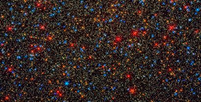 null NASA. GRAND FORMAT. TELESCOPE HUBBLE. Des étoiles colorées à profusion dans...