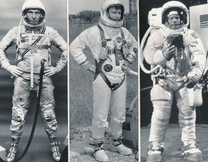 NASA Nasa. Sur cette photographie apparaissent les principales tenues d'astronautes...