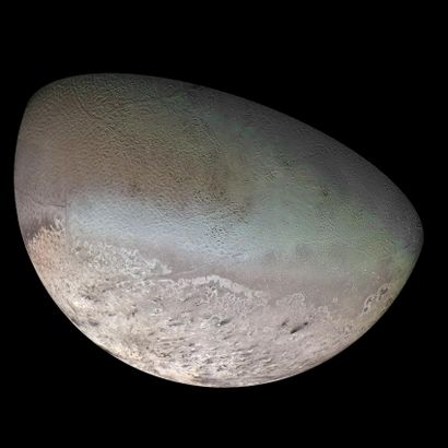 NASA NASA. LARGE FORMAT. Nice view of Triton by the Voyager 2 probe during its flyby...