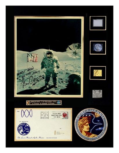 NASA Apollo XVII : photo couleur de l'astronaute et commandant Eugene Cernan sur...