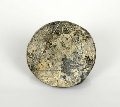 null Attendance token, or mereau decorated with a star of David or Solomon's seal

Lead...