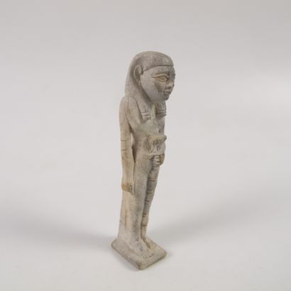 null Amulet of goddess with papyrus pillar

Frit or other material 5.5 cm

As is...