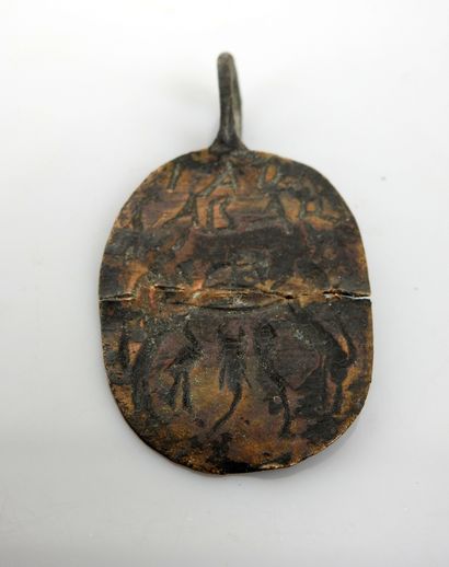 null Pendant decorated on one side with St. George slaying the dragon and the other...