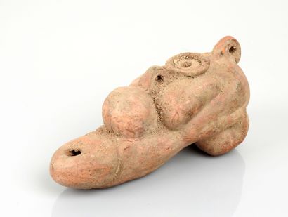 null Erotic oil lamp representing a character on a very large phallus

Terracotta...