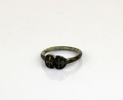 null Double bezel ring representing two crosses Bronze

Internal diameter 1.8 cm

Medieval...