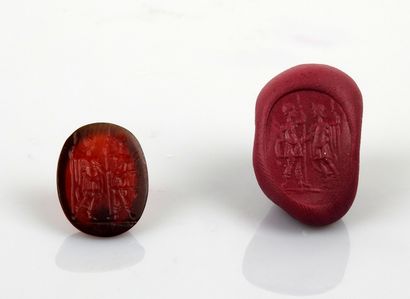 null Intaglio representing two Roman soldiers in arms

Carnelian 1.8 cm

Modern ...