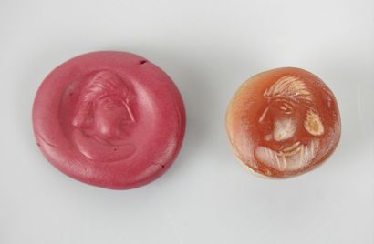 Agate seal representing a bust of a character...