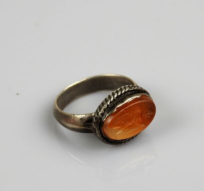 null Ring with intaglio decoration representing a man carrying a bag

Silver Finger...