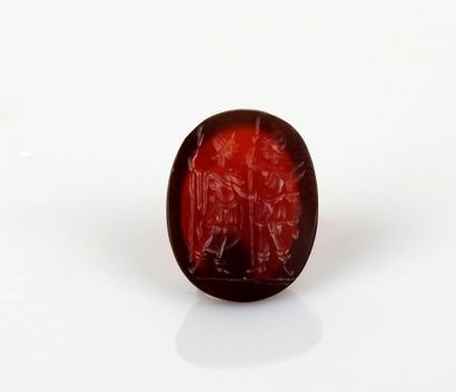 null Intaglio representing two Roman soldiers in arms

Carnelian 1.8 cm

Modern ...
