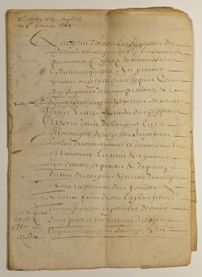  (GARD) Jugement du Parlement de TOULOUSE prononcé le 8 Mai 1663 entre le Sindic...