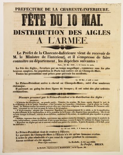 NAPOLÉON III. « Fête du 10 MAI 1852. DISTRIBUTION...