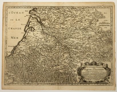  GUIENNE, GASCOGNE, BÉARN : Map XVIIe : "General Government of GUIENNE and GASCOGNE...