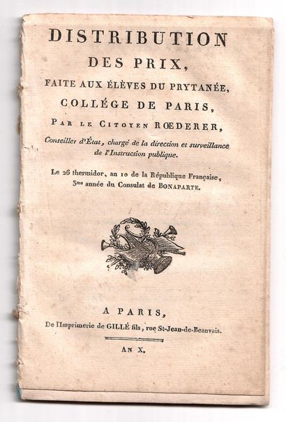 null PARIS. PRYTANÉE. "Distribution of Prizes made to the students of the Prytanée,...