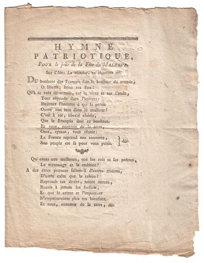 null "PATRIOTIC HYMNE for the day of the Feast of Woe." By the Citizen FIGEAC, Engineer...