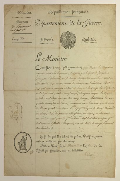 null CARNOT (Lazare-Nicolas-Marguerite) Nolay 1753 - 1823 - Conventionnel du Pas-de-Calais,...