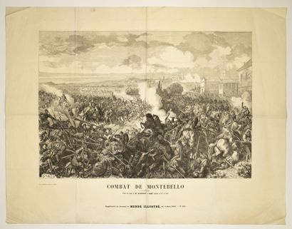 null BATTLE OF MONTEBELLO, of 1859. SECOND EMPIRE. Engraving representing the Combat...