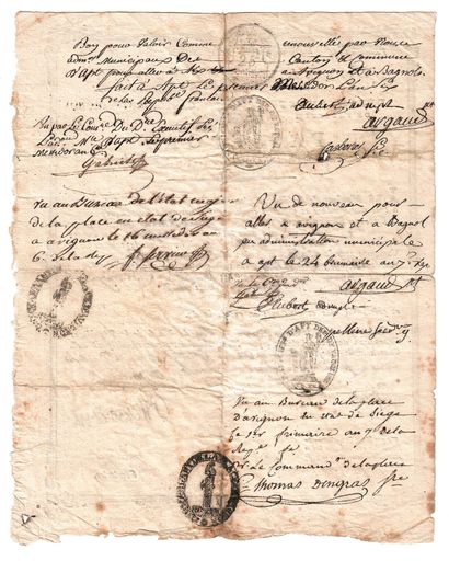 null VAUCLUSE. PASSPORT in execution of the Laws of 10 Vendemiaire Year 4, and 28...