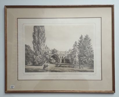null SWITZERLAND. Castle of COPPET. 2 Lithographs framed. Drawn after nature and...