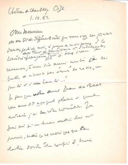 null Henry de MONTHERLANT (Paris 1895-1972) Novelist, essayist and playwright. Autograph...