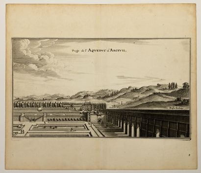 null VAL-DE-MARNE. Vue XVIIe de l’Aqueduc d’ARCUEIL. Wasser Leitung (32 x 36,5 cm)...