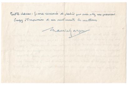 null Maurice GARÇON, de l’Académie Française, Président de l’Institut de France,...