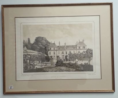 null SWITZERLAND. Castle of COPPET. 2 Lithographs framed. Drawn after nature and...