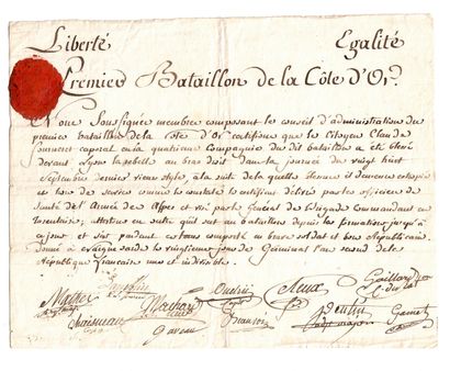 « Premier Bataillon de la CÔTE D’OR » Pièce...