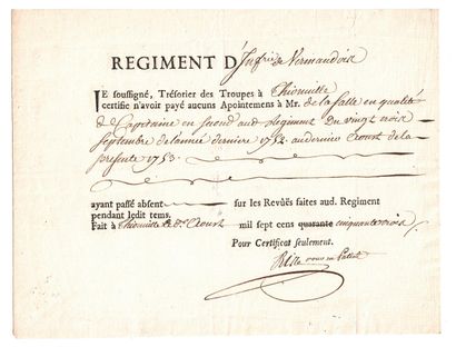 THIONVILLE (57) Août 1753. « Régiment d’Infanterie...