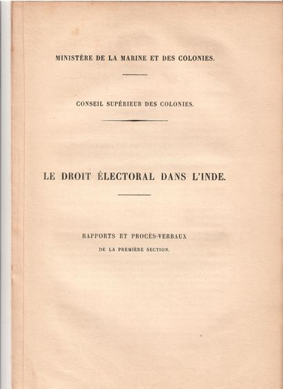 L’INDE FRANÇAISE. 1888. « Le Droit Électoral...