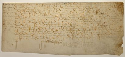 MAINE-ET-LOIRE. LONGUÉ JUMELLE (49). Charte du 16 février 1546. Jean HUTIN hérite...