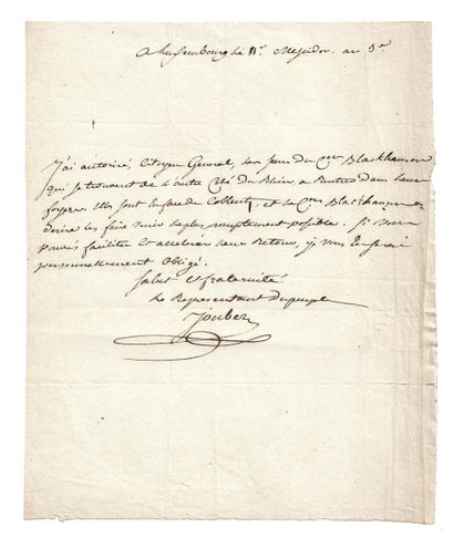 null JOUBERT (Louis) Conventional of HÉRAULT (Le Mans 1762 - 1812). Letter A.S. JOUBERT...