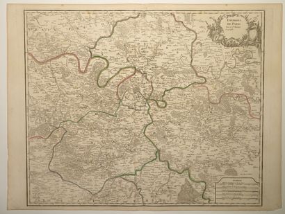 null PARIS ET L’ILE DE FRANCE. Carte fin XVIIIe s : « Environs de Paris » par ROBERT...