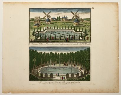  HAUTS-DE-SEINE. Château de MEUDON (92). 4 Vues du Jardin et ses Bosquets, en deux...