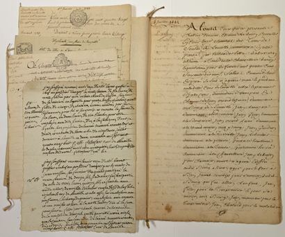 null SARTHE. CASTLE OF LOUAILLES (72). 5 Manuscript documents from the 18th century,...