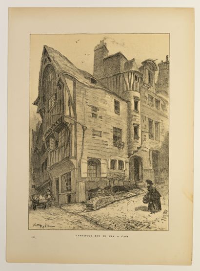 null CALVADOS. CAEN: "Abbaye aux Dames and St. Gilles Church. Lithograph by Eugène...