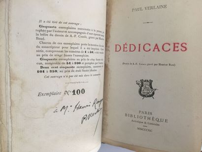 null VERLAINE (Paul) : Dédicaces. Bibliothèque artistique littéraire, 1890. In-12...