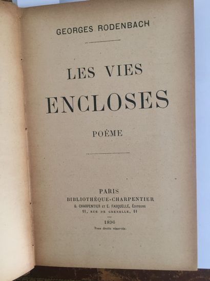 null RODENBACH (G.) : Les vies encloses. Charpentier et Fasquelle, 1896. In-12 bradel...