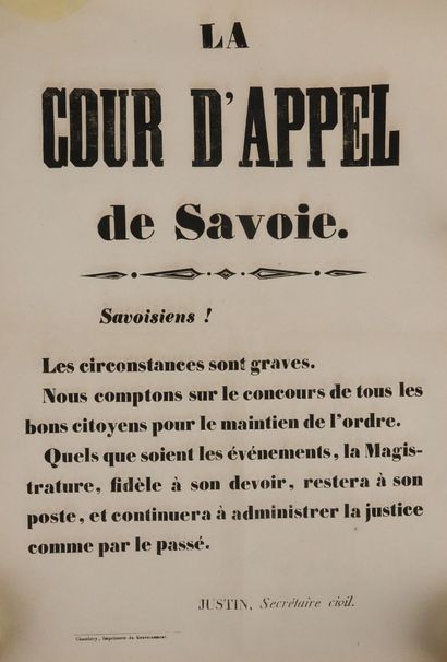 null SAVOIE - Réunion de 5 placards: 1/Intendance Générale de Chambéry: vérification...