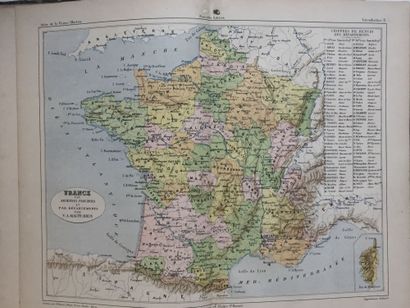null MALTE-BRUN: Atlas de la France Illustrée. In-4 demi-basane bleue d'époque, dos...