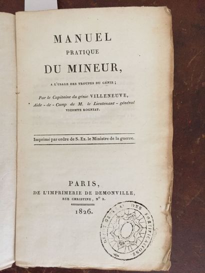 null VILLENEUVE: Manuel pratique du Mineur, à l'usage des troupes du Génie. Printed...