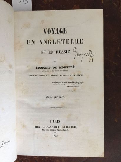 null MONTULE (Edouard de): Voyage en Angleterre et en Russie. Passard, 1843. 2 vol....