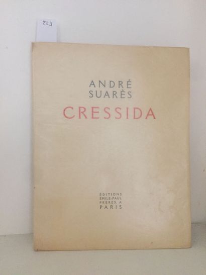 null SUARES (A.): Cressida. Emile-Paul Frères, 1926. In-4 broché (qq rares et légères...