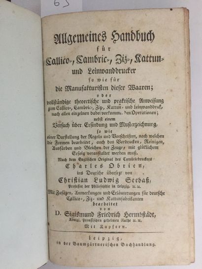 null O'BRIEN: Allgemeines handbuch für callico, cambric, zig, kattun und leinwand...